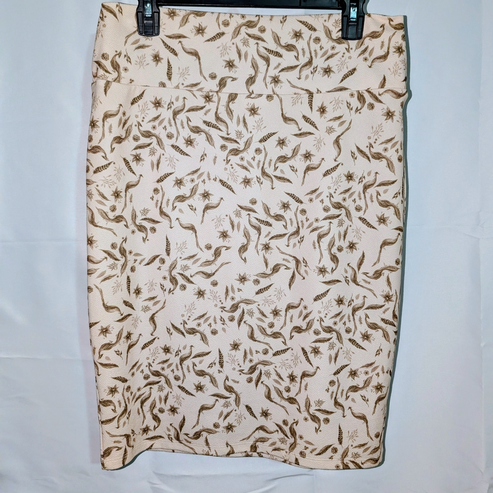 LuLaRoe Cassie Pencil Skirt- Cream and Brown Pencil Skirt